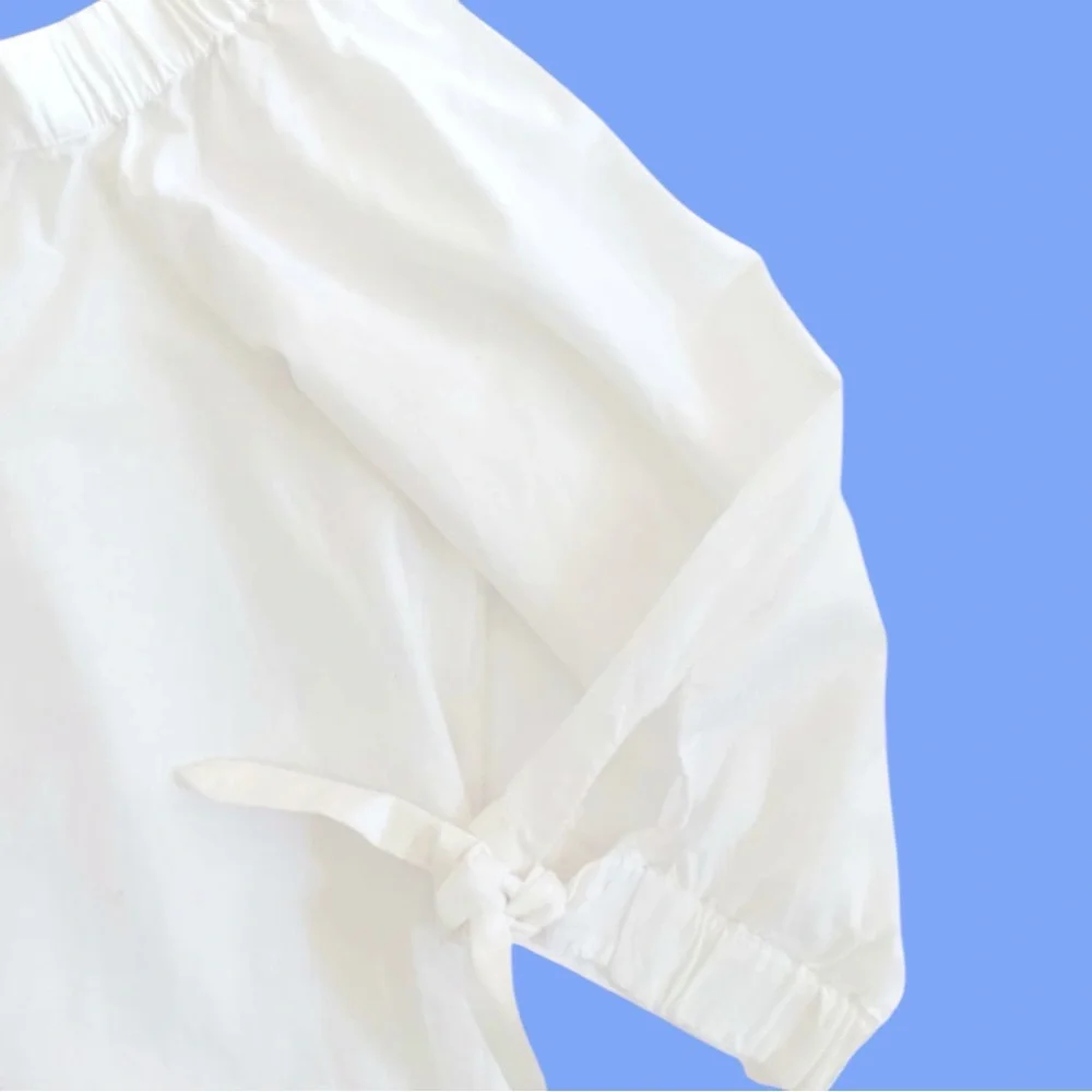 LOFT OUTLET Cotton Off-Shoulder Eyelet Bottom Blouse in White Size Medium - Picture 3 of 8